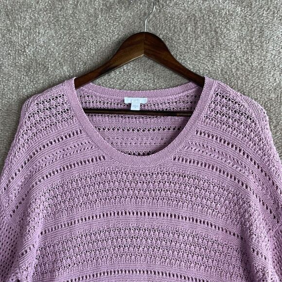 J. Jill Tunic Sweater Womens Size‎ Medium Pink Pullover Open Stitch Knit Sheer - Picture 2 of 8